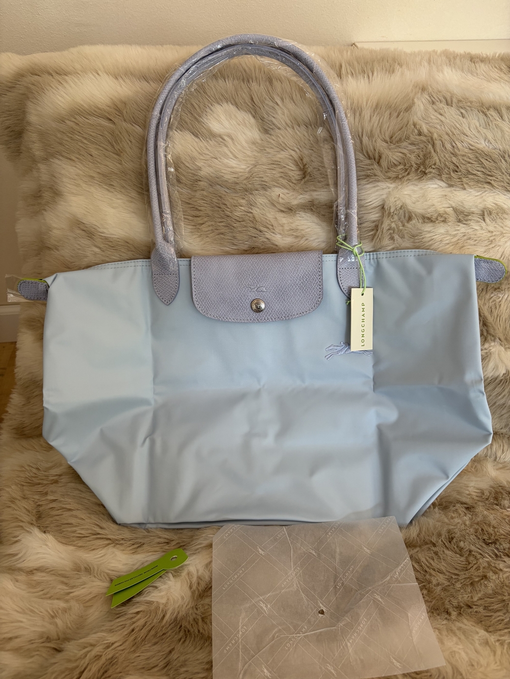 Longchamp LE PLIAGE Green Line Sky Blue Large TOTE BAG Recycled canvas